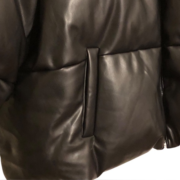Plus Size Puffer Jacket Black Vegan Leather Fully Lined Pockets Womens 4X NEW - Picture 8 of 16